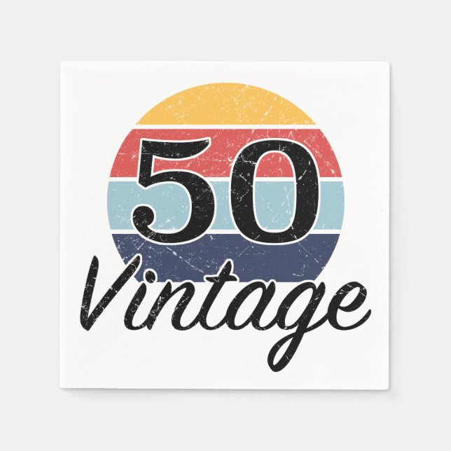 Servilleta De Papel Vintage 50th Birthday Sunset (Anverso)