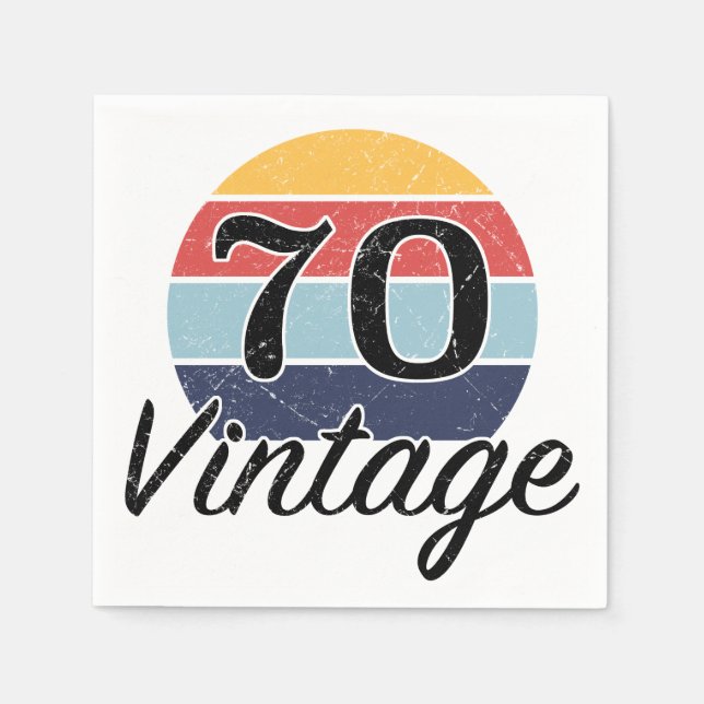 Servilleta De Papel Vintage 70th Birthday Sunset (Anverso)