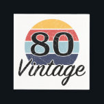 Servilleta De Papel Vintage 80th Birthday Sunset<br><div class="desc">Un diseño de cumpleaños hito con un atardecer de color retro vintage que tiene un efecto falso angustiado.</div>