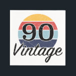 Servilleta De Papel Vintage 90th Birthday Sunset<br><div class="desc">Un diseño de cumpleaños hito con un atardecer de color retro vintage que tiene un efecto falso angustiado.</div>