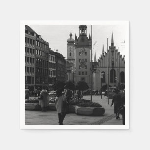 Servilleta De Papel Vintage Alemania Munich Church Marienplatz