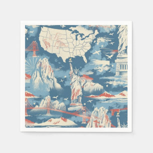 Servilleta De Papel Vintage American Landmark Pattern - Liberty, Estad