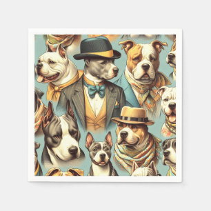 Servilleta De Papel Vintage American Pit Bull Terrier Ilustracion