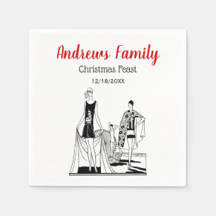 Servilleta De Papel Vintage Art Deco Damas de moda en la playa