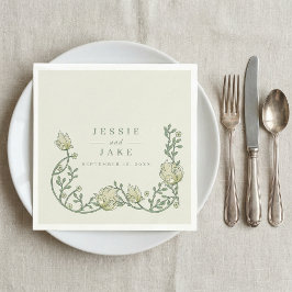 Servilleta De Papel Vintage Art Nouveau style Floral Border Wedding