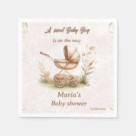 Servilleta De Papel Vintage Baby Carriage Baby Shower Napkin
