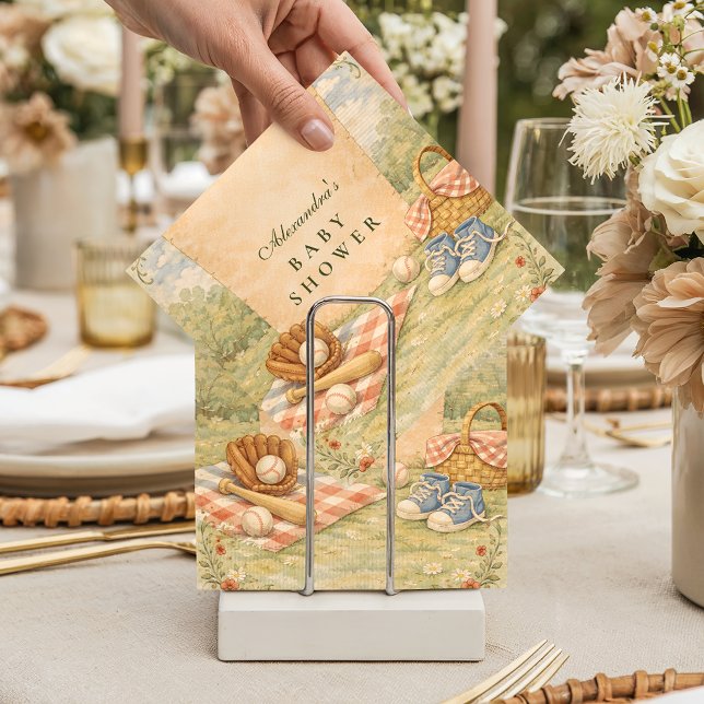 Servilleta De Papel Vintage Baseball Baby Shower (Subido por el creador)
