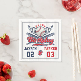 Servilleta De Papel Vintage Baseball Doble Cabecera Conjunta Cumpleaño