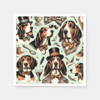 Servilleta De Papel Vintage Basset Hound Seamless