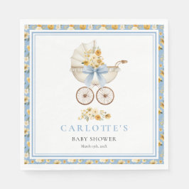 Servilleta De Papel Vintage Blue Baby Carriage Luncheon Napkin