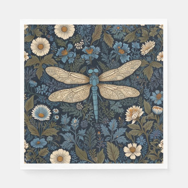 Servilleta De Papel Vintage blue Dragonfly (Anverso)