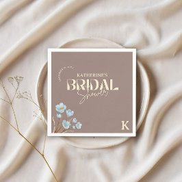 Servilleta De Papel Vintage Blue Watercolor Floral Bridal Shower