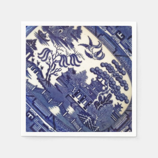 Servilleta De Papel Vintage Blue Willow China Plate Pattern Tile Dish (Anverso)