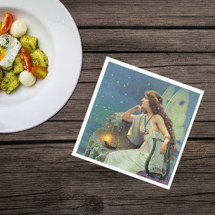 Servilleta De Papel Vintage Bonito Fae Harp Candle Ocean