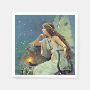 Servilleta De Papel Vintage Bonito Fae Harp Candle Ocean