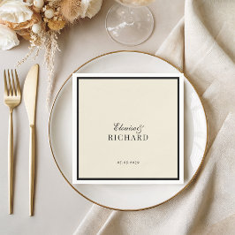 Servilleta De Papel Vintage Border Ivory & Black Old Money Wedding