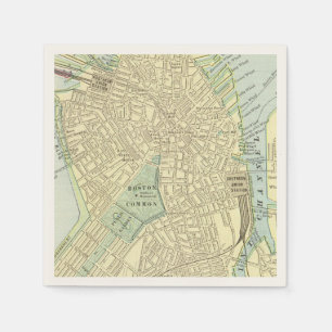 Servilleta De Papel Vintage Boston Map Cocktail Napkins