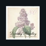 Servilleta De Papel Vintage Botanical Lilac 80th Birthday Party PN<br><div class="desc">Papel de la celebración del 80 aniversario del personalizable Napkin con acuarelas botánicas vintage de malva lilac de Pierre-Joseph Redouté. Puede cambiar fácilmente el texto (color, fuente, tamaño y posición) haciendo clic en el botón personalizar. Placa de papel, invitación, libro de invitados (cuaderno de espiral y tapa dura), caja de...</div>