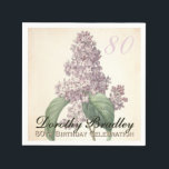 Servilleta De Papel Vintage Botanical Lilac 80th Birthday Party PN<br><div class="desc">Papel de la celebración del 80 aniversario del personalizable Napkin con acuarelas botánicas vintage de malva lilac de Pierre-Joseph Redouté. Puede cambiar fácilmente el texto (color, fuente, tamaño y posición) haciendo clic en el botón personalizar. Placa de papel, invitación, libro de invitados (cuaderno de espiral y tapa dura), caja de...</div>