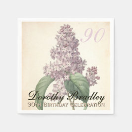 Servilleta De Papel Vintage Botanical Lilac 90th Birthday Party PN