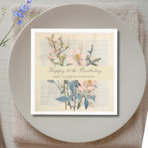 Vintage Botánico Flor Silvestre Cumpleaños 80