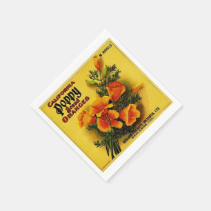 Servilleta De Papel Vintage California Poppy Naranjas