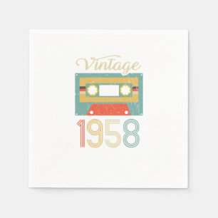 Servilleta De Papel Vintage Cassette 1958 64th Birthday 64 Years Gift