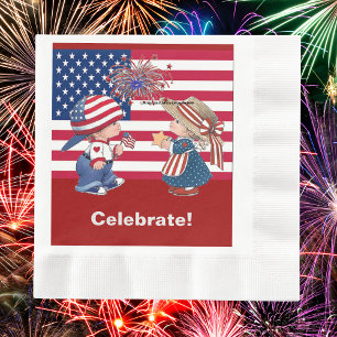 Servilleta De Papel Vintage celebra la bandera estadounidense Napkin d