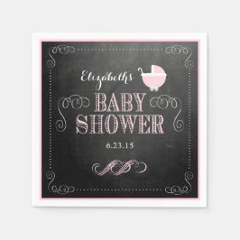 Servilleta De Papel Vintage Chalkboard Look Pink Carrie Baby Shower