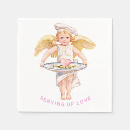 Servilleta De Papel Vintage Chef Cherub Serving Up Love Chic Valentine