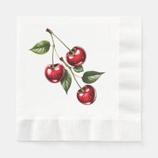 Servilleta De Papel Vintage Cherry Illustration Paper Napkins