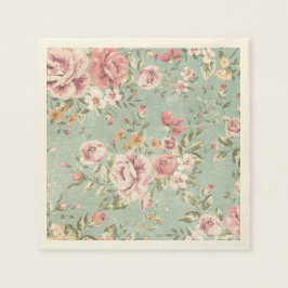 Servilleta De Papel Vintage chic floral verde azulado chic gentil eleg