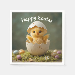 Servilleta De Papel Vintage Chick de Pascua en la Rustica del Huevo Fe