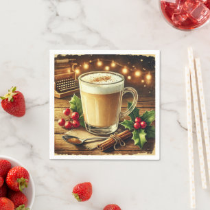 Servilleta De Papel Vintage Christmas Drink Eggnog Latte Decoupage