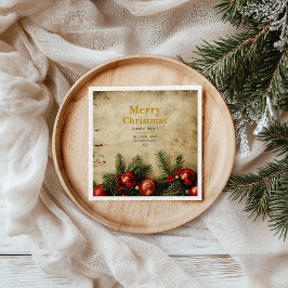 Servilleta De Papel Vintage Christmas Gold Paper Napkin | Classic
