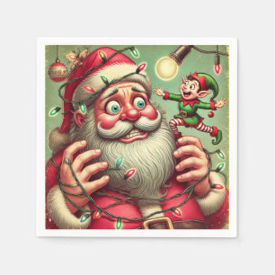 Servilleta De Papel Vintage Christmas Holiday Santa Cookie
