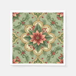 Servilleta De Papel Vintage Christmas Poinsettia 