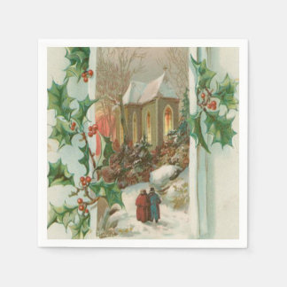 Servilleta De Papel Vintage Christmas Snowy Church