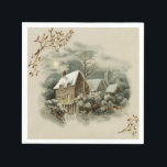 Servilleta De Papel Vintage Christmas Winter Country Napkins<br><div class="desc">Vintage Christmas Winter Country Napkins hermosa casa victoriana antigua con aspecto antiguo con ramas adornadas y sol naciente. ¡No te pierdas los platos de papel!</div>