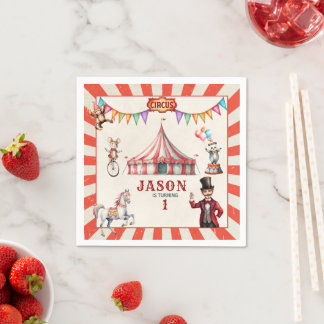 Servilleta De Papel Vintage Circus Carnival Birday Paper Napkin