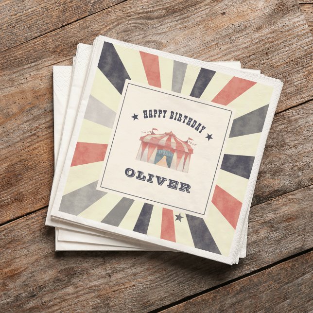 Servilleta De Papel Vintage Circus Personalized Birday Party (Subido por el creador)