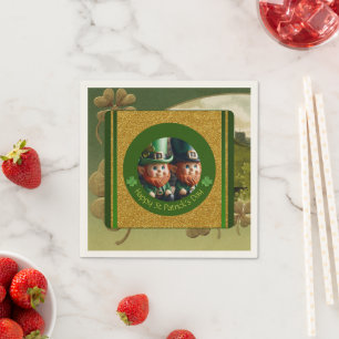 Servilleta De Papel Vintage Clover St Patrick's Day Leprechauns PPN