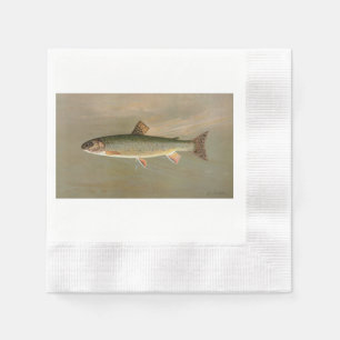 Servilleta De Papel Vintage Colorful American Brook Trout Fish Art