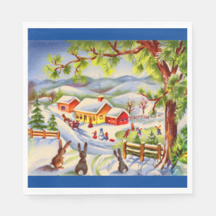 Servilleta De Papel Vintage connidos de Navidad mirando Navidades