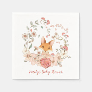 Servilleta De Papel Vintage Cute Fox Florals deja Baby Shower Chica