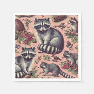 Servilleta De Papel Vintage Cute Racoon