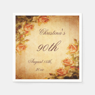 Servilleta De Papel Vintage Damask Shabby Chic Peach Rosas Serviettes