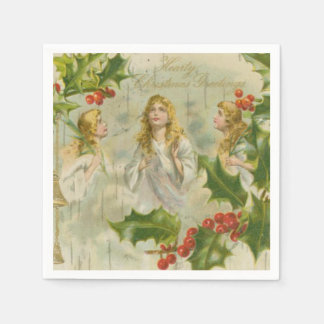 Servilleta De Papel Vintage de los ángeles de Navidad con coraje