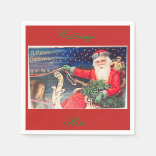 Servilleta De Papel Vintage de Santa sobre sleigh Thunder_Cove