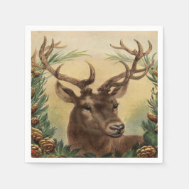 Servilleta De Papel Vintage Deer Buck Stag Nature Navidades Rústicos